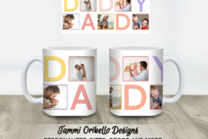 Custom Father’s Day mug with photo and text
Close-up of dad photo on ceramic coffee mug

